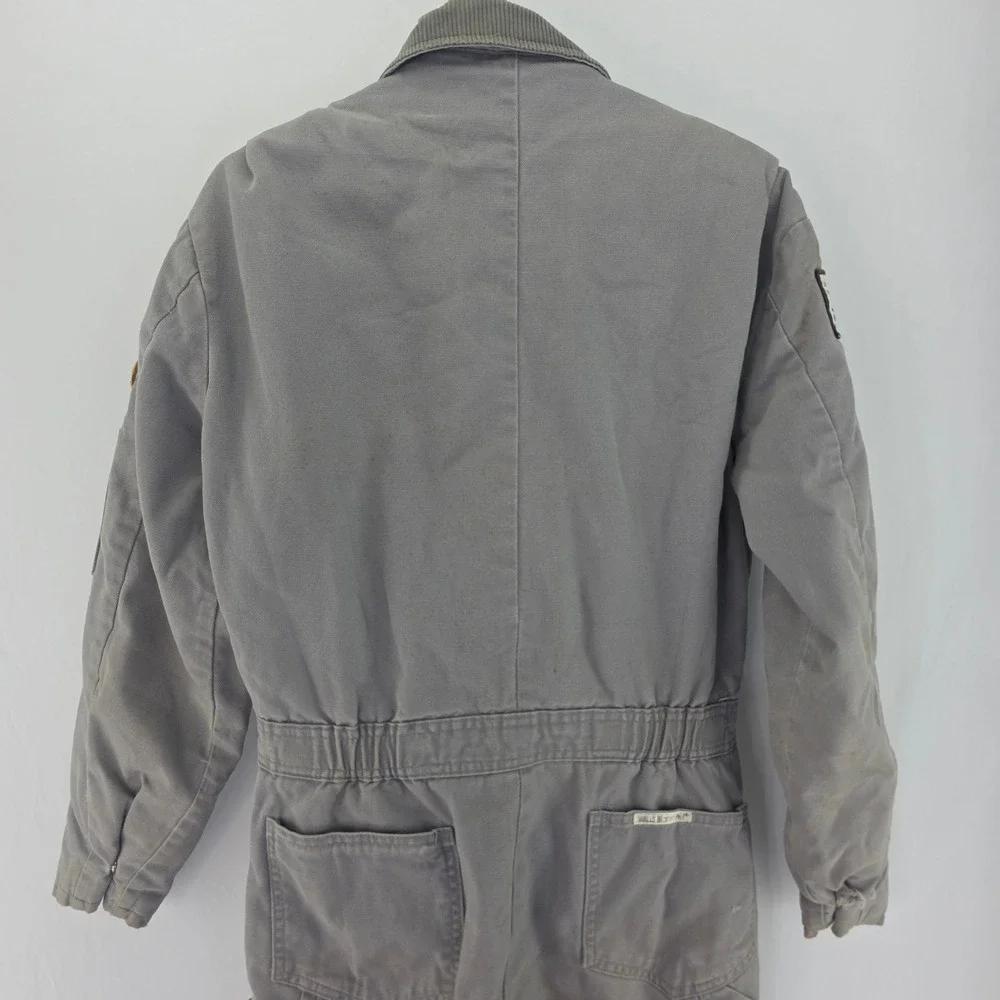 Walls Blizzard Pruf Coveralls Mens Grey Harley CAT Chevy Patches Workwear 6519